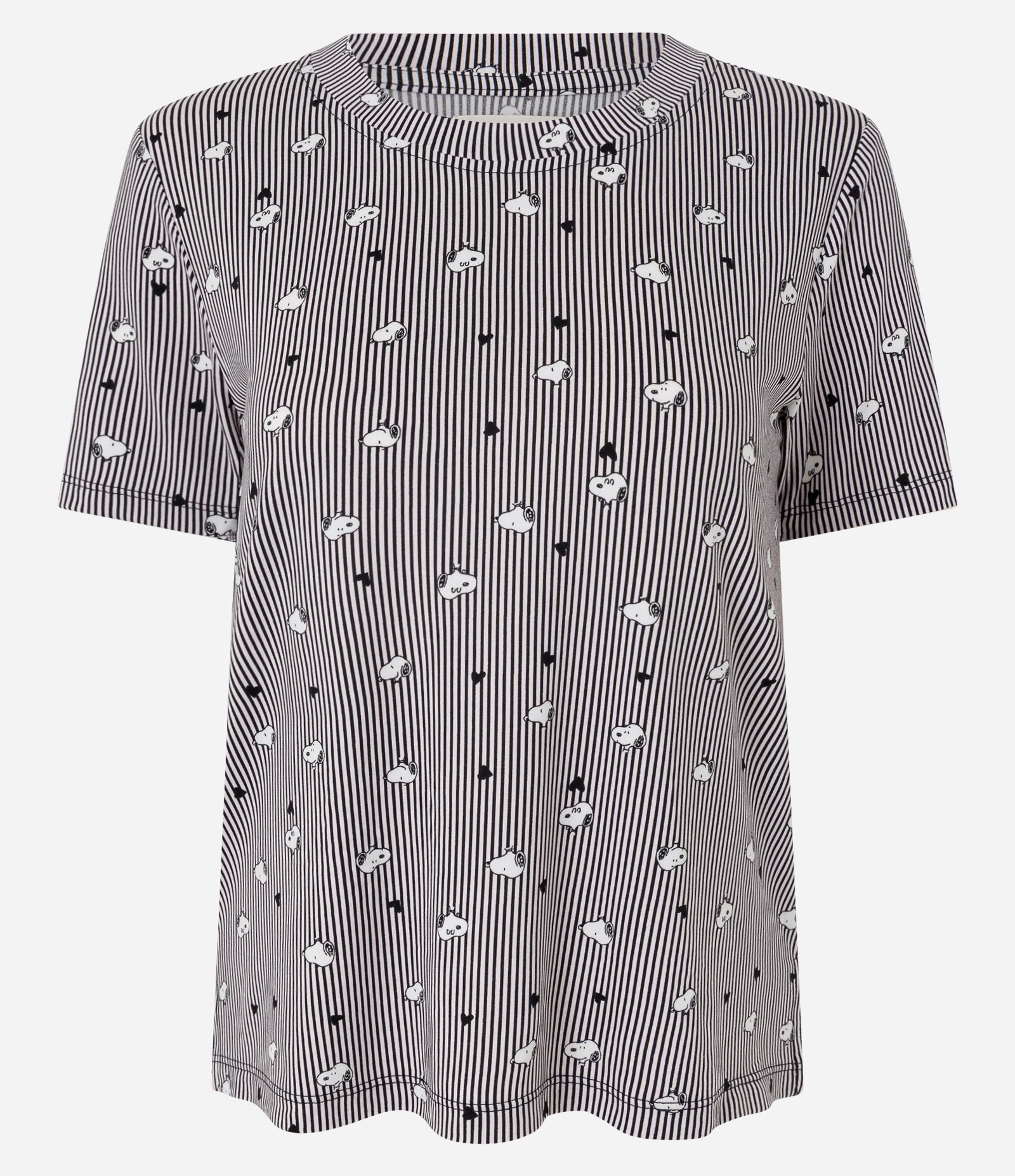 Blusa de Pijama em Peach Touch com Estampa de Listras Snoopy Cinza 5