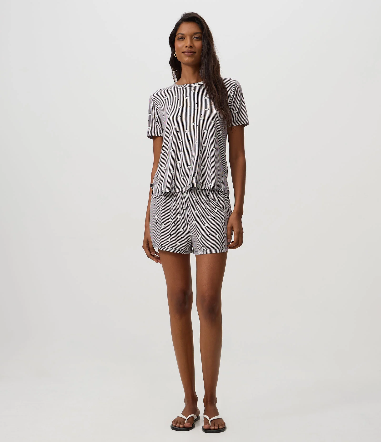 Blusa de Pijama em Peach Touch com Estampa de Listras Snoopy Cinza 2