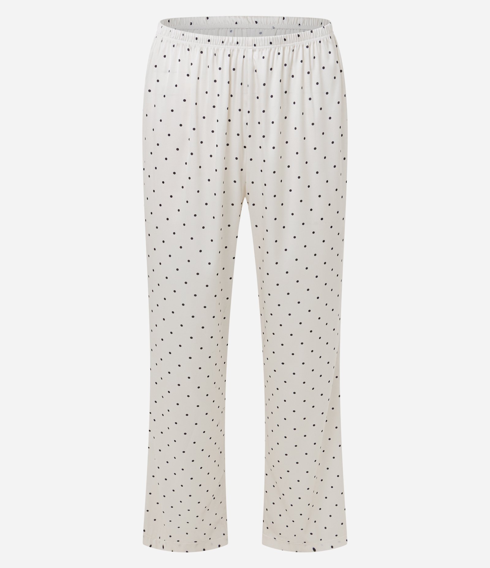 Pijama Longo em Cetim com Estampa Poá e Renda Branco 4