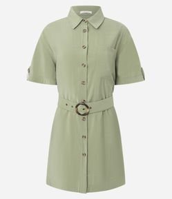 Vestido Reto em Poliviscose com Cinto