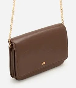 Bolsa Transversal Pequena em PU com Alça Corrente