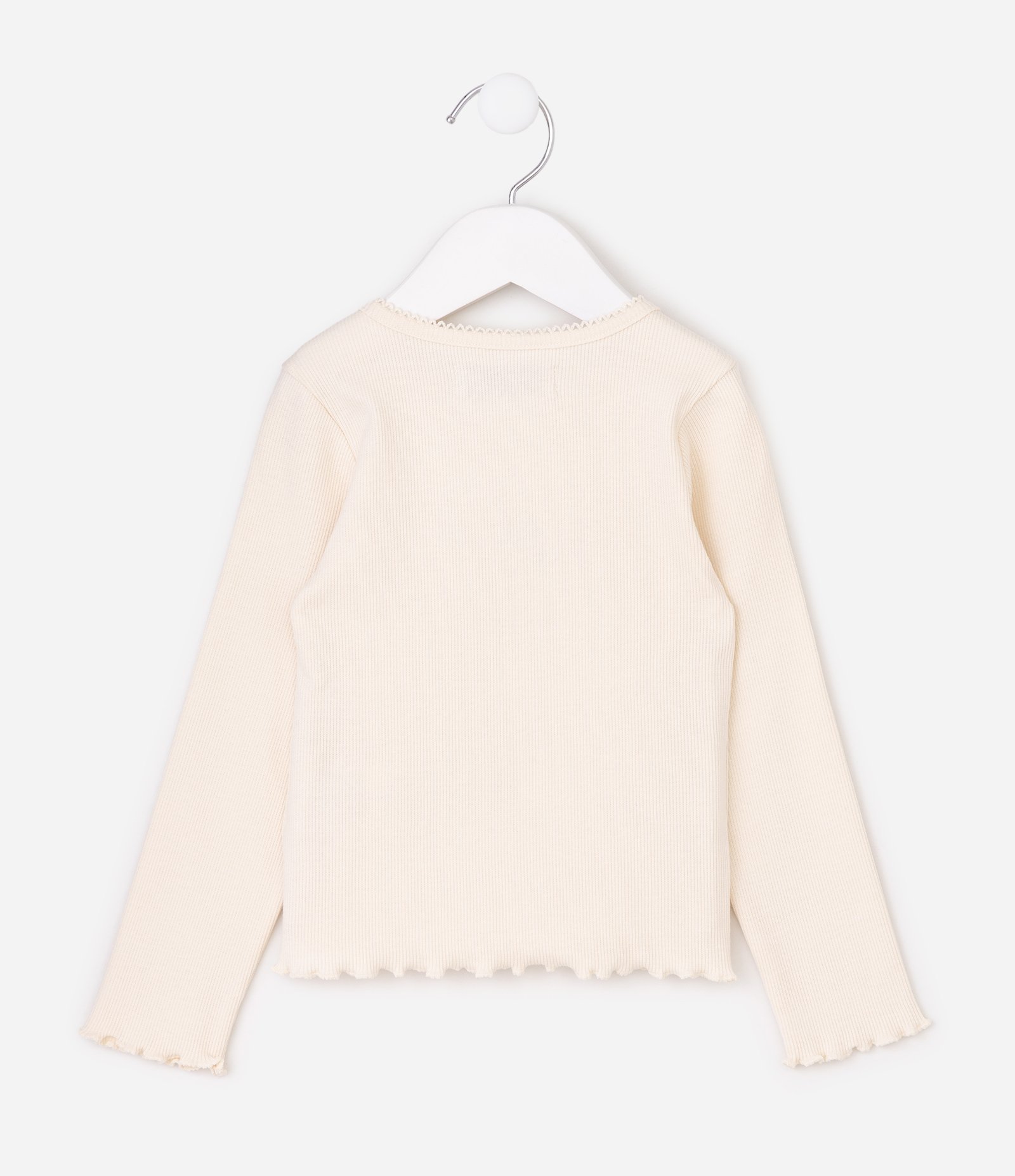 Blusa em Ribana com Bordado Delicado - Tam 1 a 6 Anos Bege 3