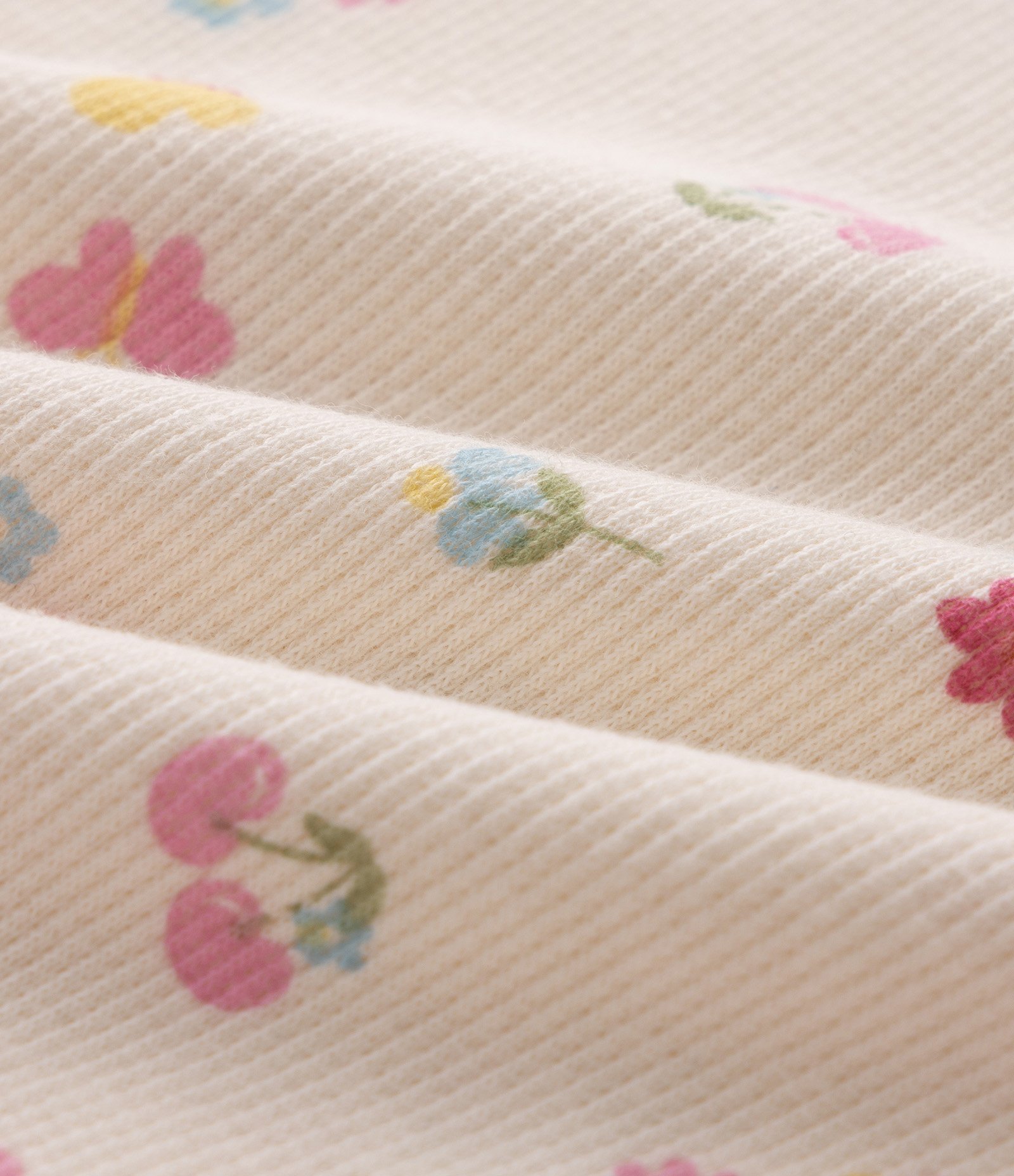 Camiseta Slim em Ribana com Floral Liberty - Tam 1 a 6 Anos Bege 4