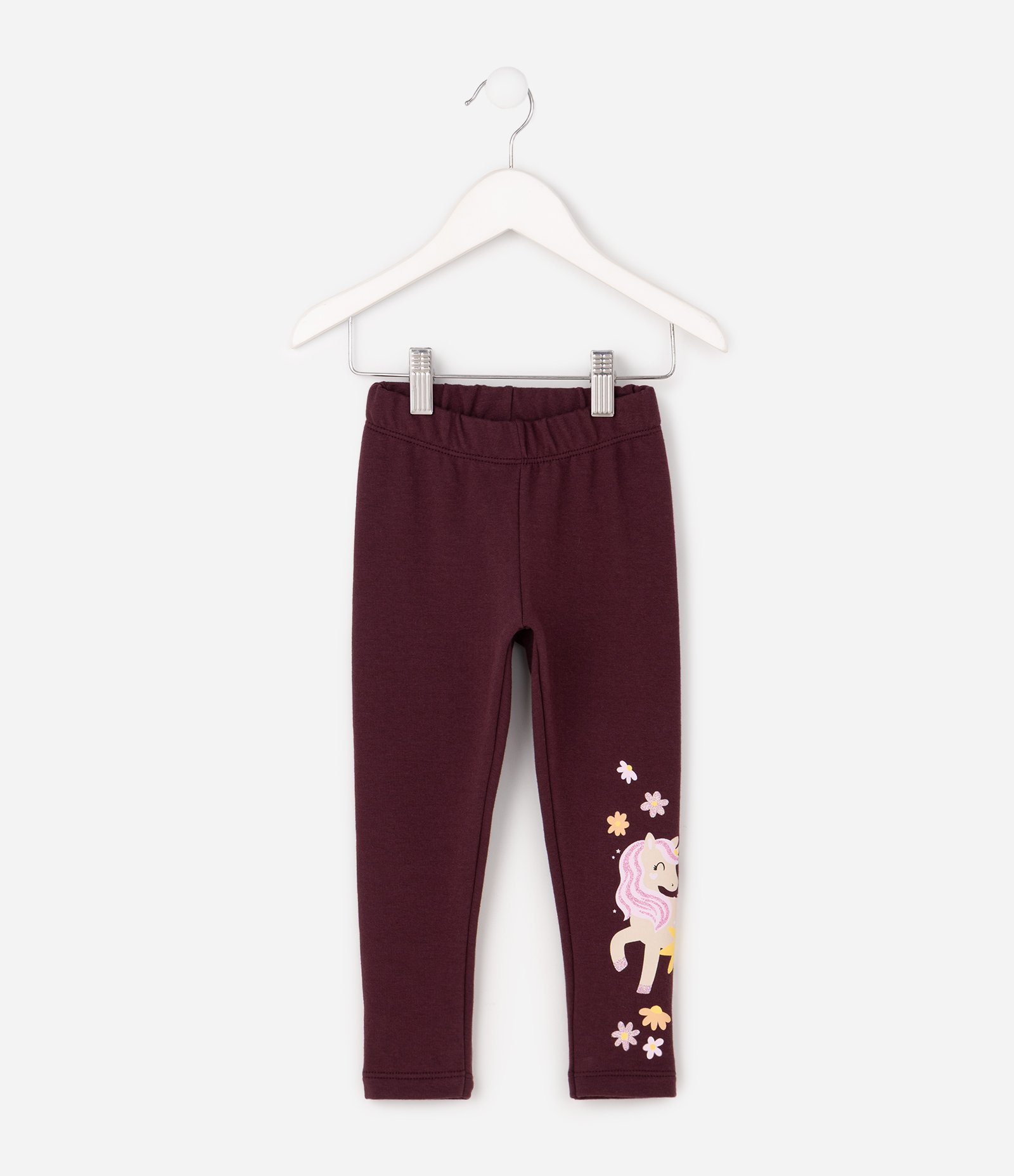 Calça Legging Infantil em Algodão com Estampa de Unicórnio - Tam 1 a 6 Anos Roxo 2