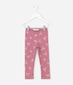 Calça Legging em Ribana com Estampa Laçinhos - Tam 1 a 6 Anos