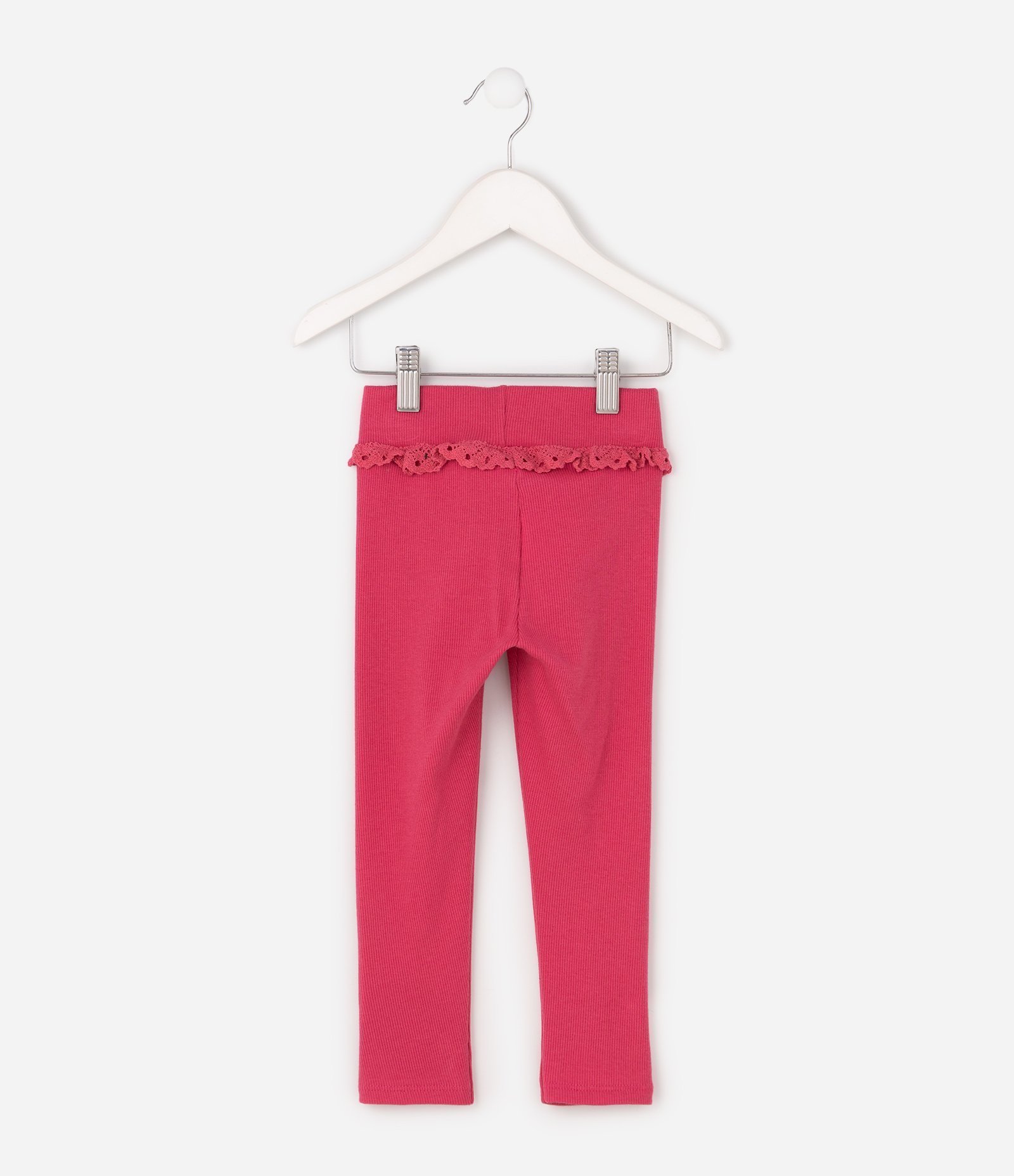 Calça Legging Infantil em Ribana com Broderie no Cós - Tam 1 a 6 Anos Rosa 3
