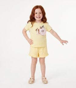 Camiseta Infantil em Algodão com Estampa de Cachorro - Tam 1 a 6 Anos