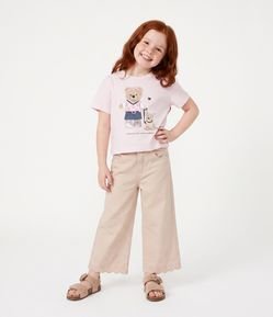 Camiseta Slim Infantil em Algodão com Estampa Urso  - Tam 1 a 6 Anos