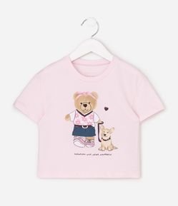 Camiseta Slim Infantil em Algodão com Estampa Urso  - Tam 1 a 6 Anos