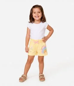 Bermuda Infantil em Algodão com Estampa Arco-íris  - Tam 1 a 6 Anos