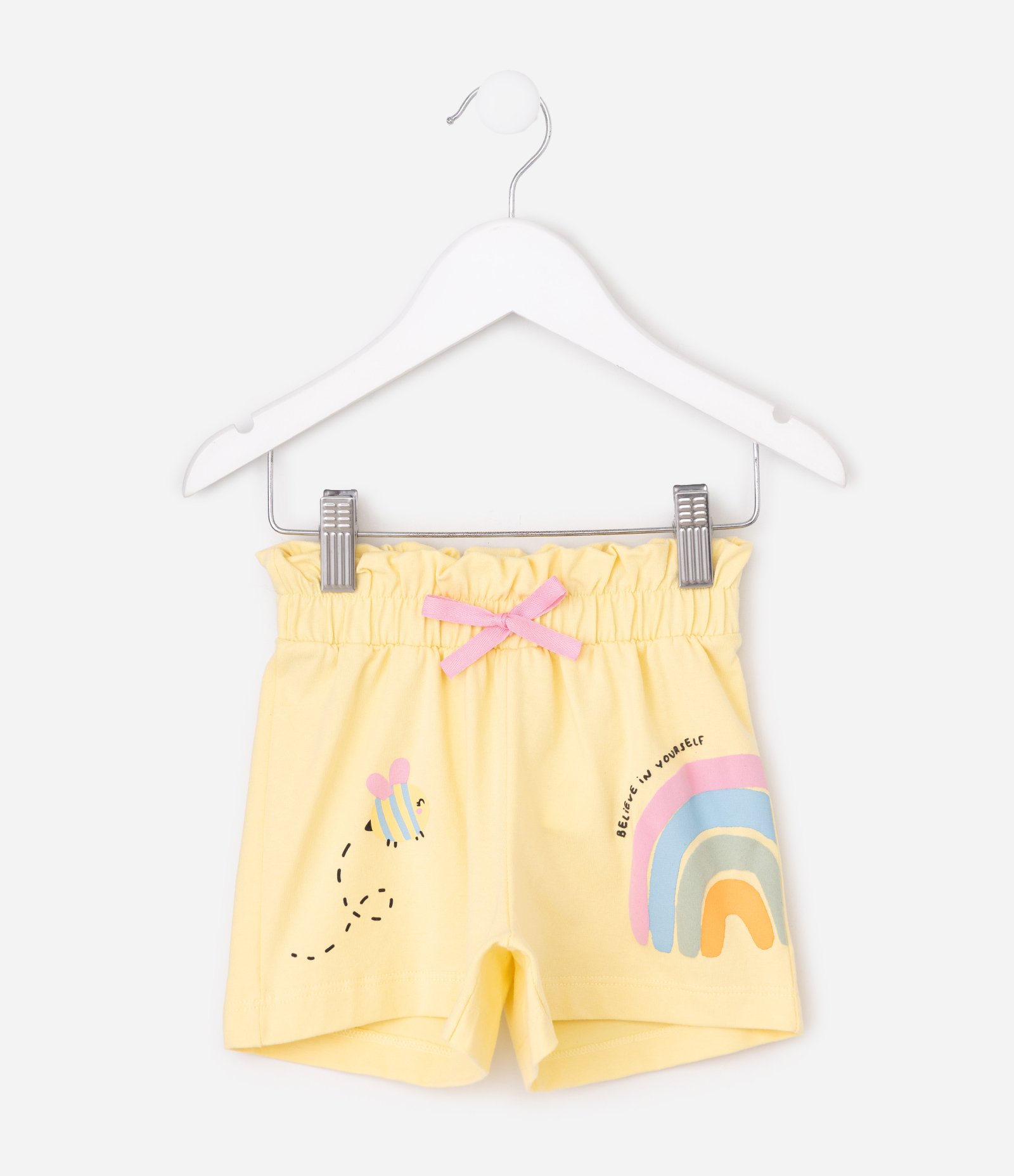 Bermuda Infantil em Algodão com Estampa Arco-íris  - Tam 1 a 6 Anos Amarelo 1