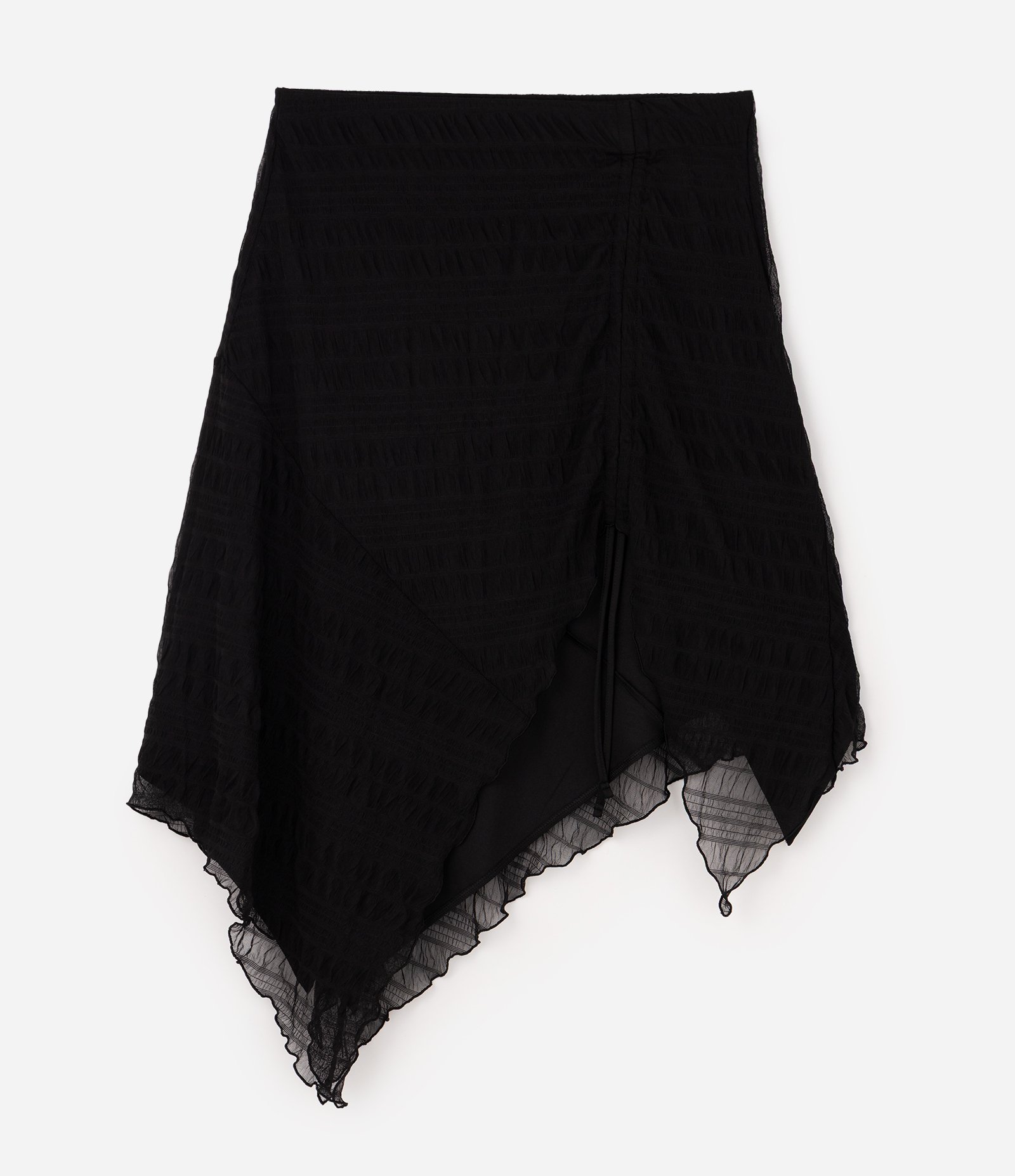 Saia Midi em Tule Texturizado Assimétrica Curve & Plus Size Preto 6