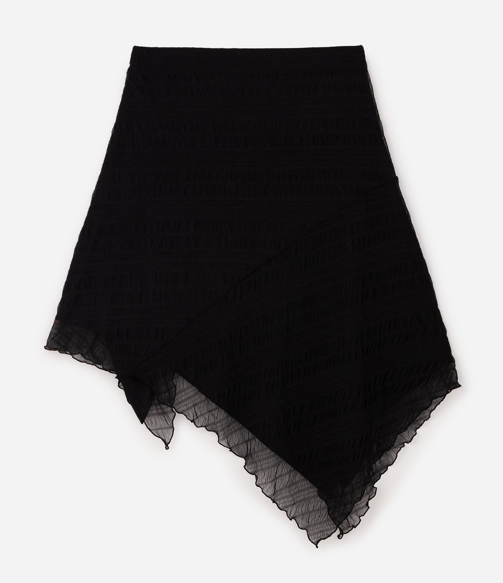 Saia Midi em Tule Texturizado Assimétrica Curve & Plus Size Preto 7