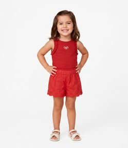 Regata Infantil com Babadinhos nas Mangas e Estampa de Laço - Tam 1 A 6 Anos