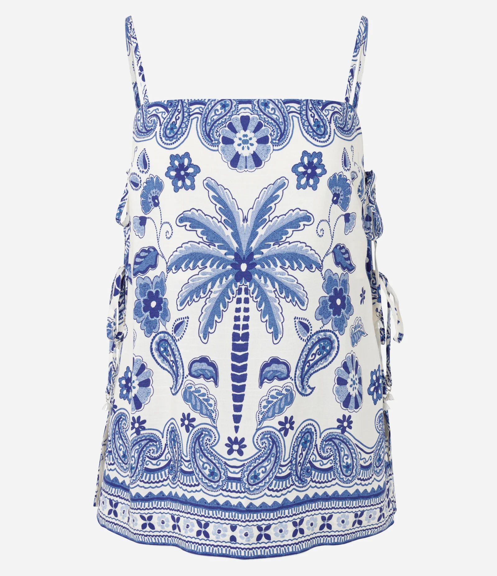 Blusa Estampada em Viscose com Decote Reto e Alças Finas Off White 5