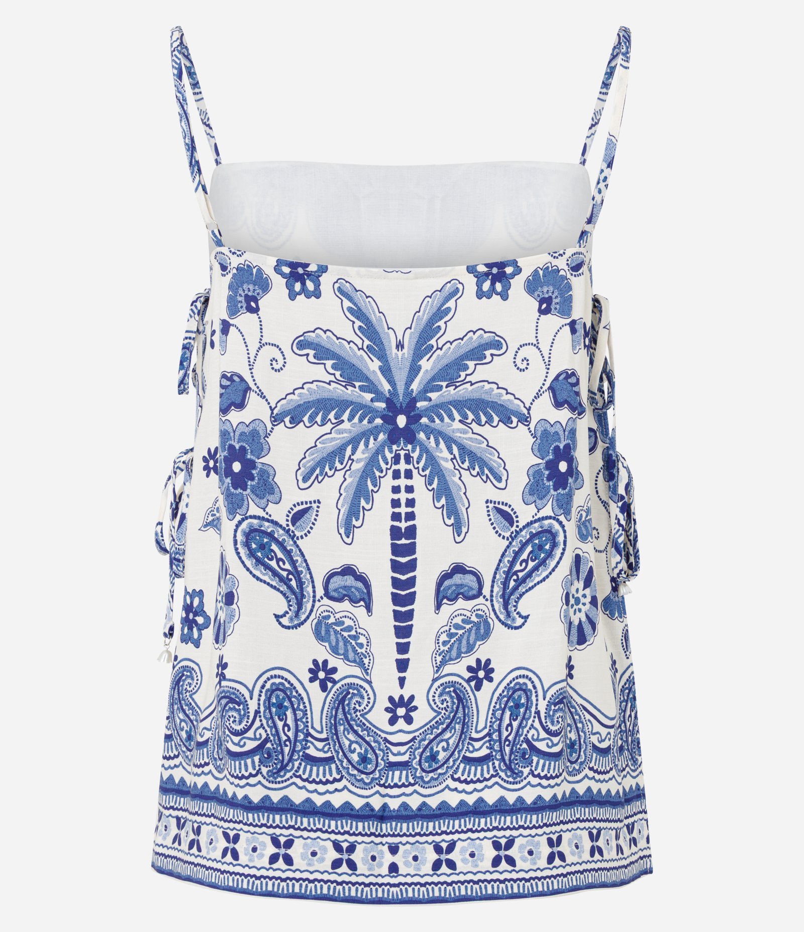 Blusa Estampada em Viscose com Decote Reto e Alças Finas Off White 7