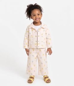 Calça Pantacourt Infantil Em Algodão Estampa Floral Delicada - Tam 1 a 6 Anos