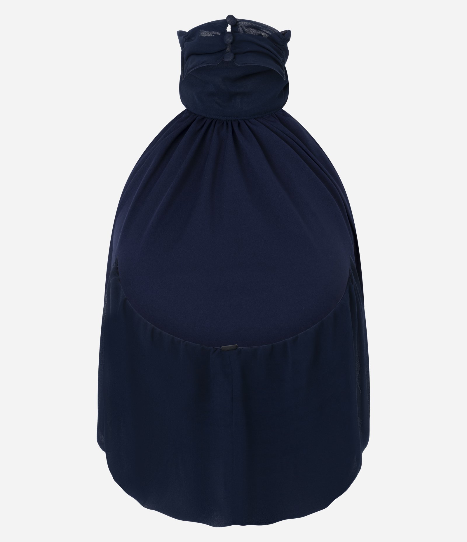 Blusa Halter em Chiffon com Gola Alta e Barra Balonê Azul 7