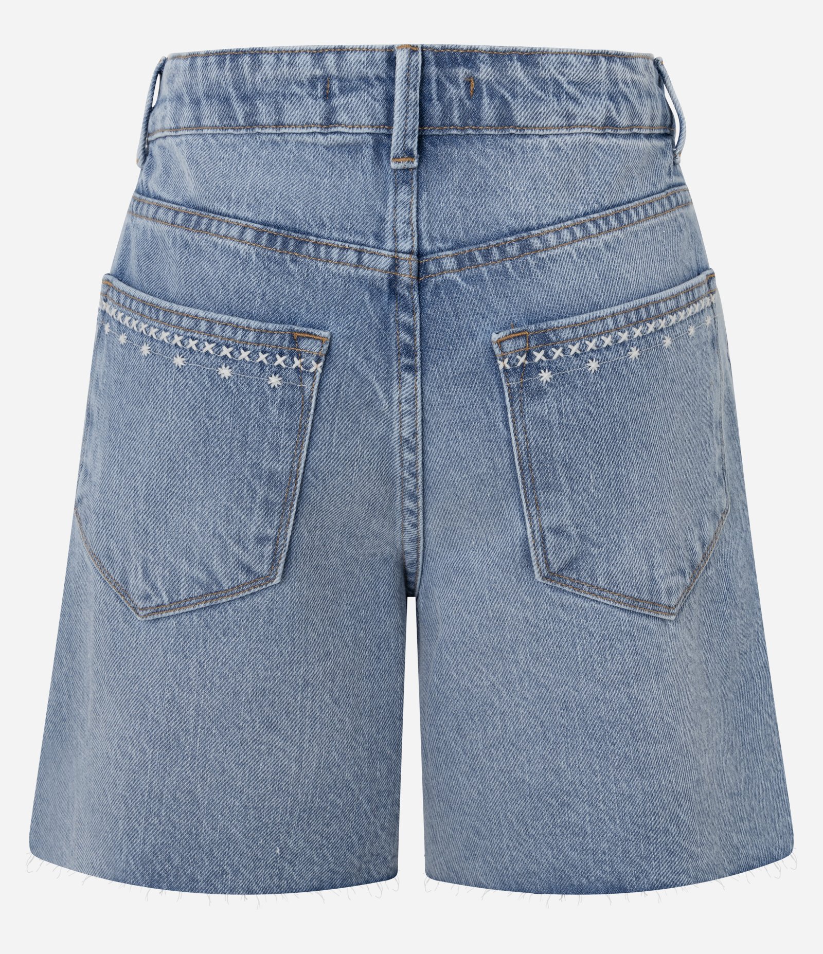 Short Midi em Jeans com Bordado de Flores Azul 6