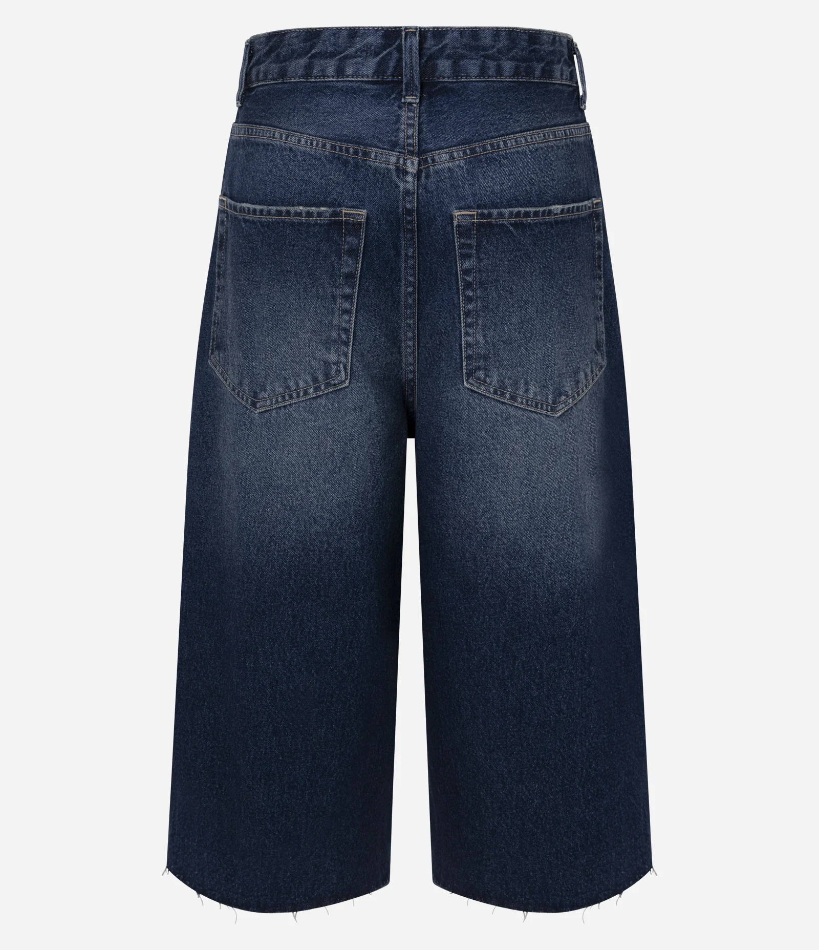 Bermuda Jorts em Jeans com Puídos Localizados Azul Escuro 2