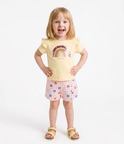 Conjunto Infantil Poim Blusa Manga Curta e Short Saia Arco-Íris Tam 1 a 6 Anos