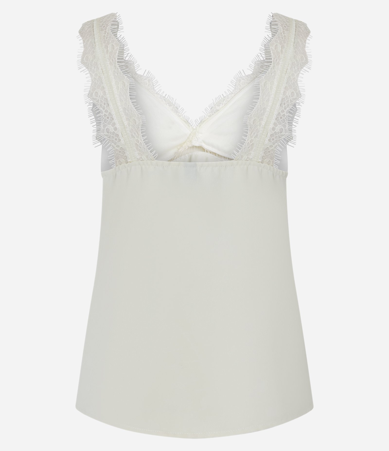 Blusa Acetinada em Jacquard com Renda Aplicada e Recorte Vazado Off White 7