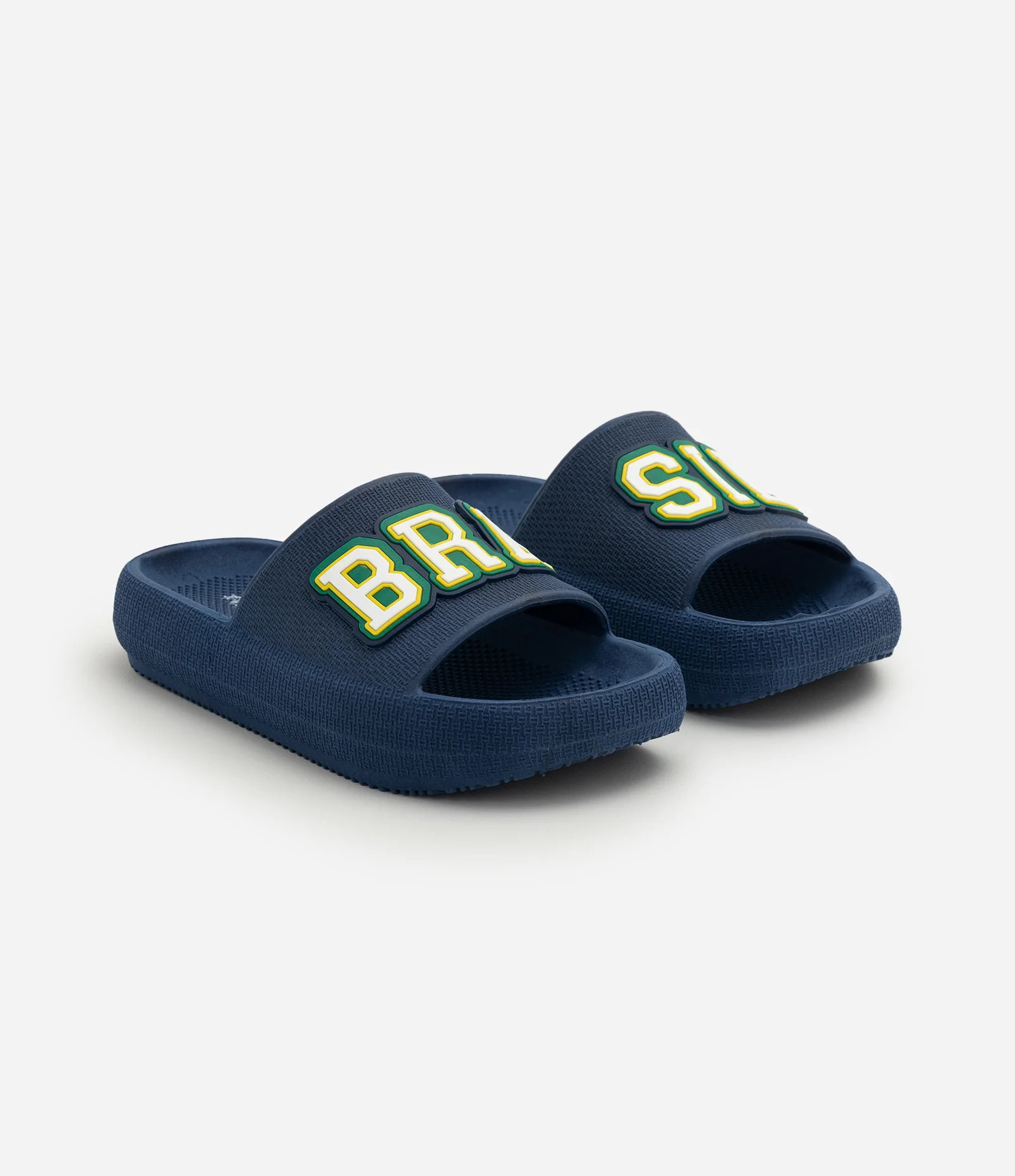 Chinelo Slide Infantil com Lettering Brasil - Tam 27 a 34 Azul 2