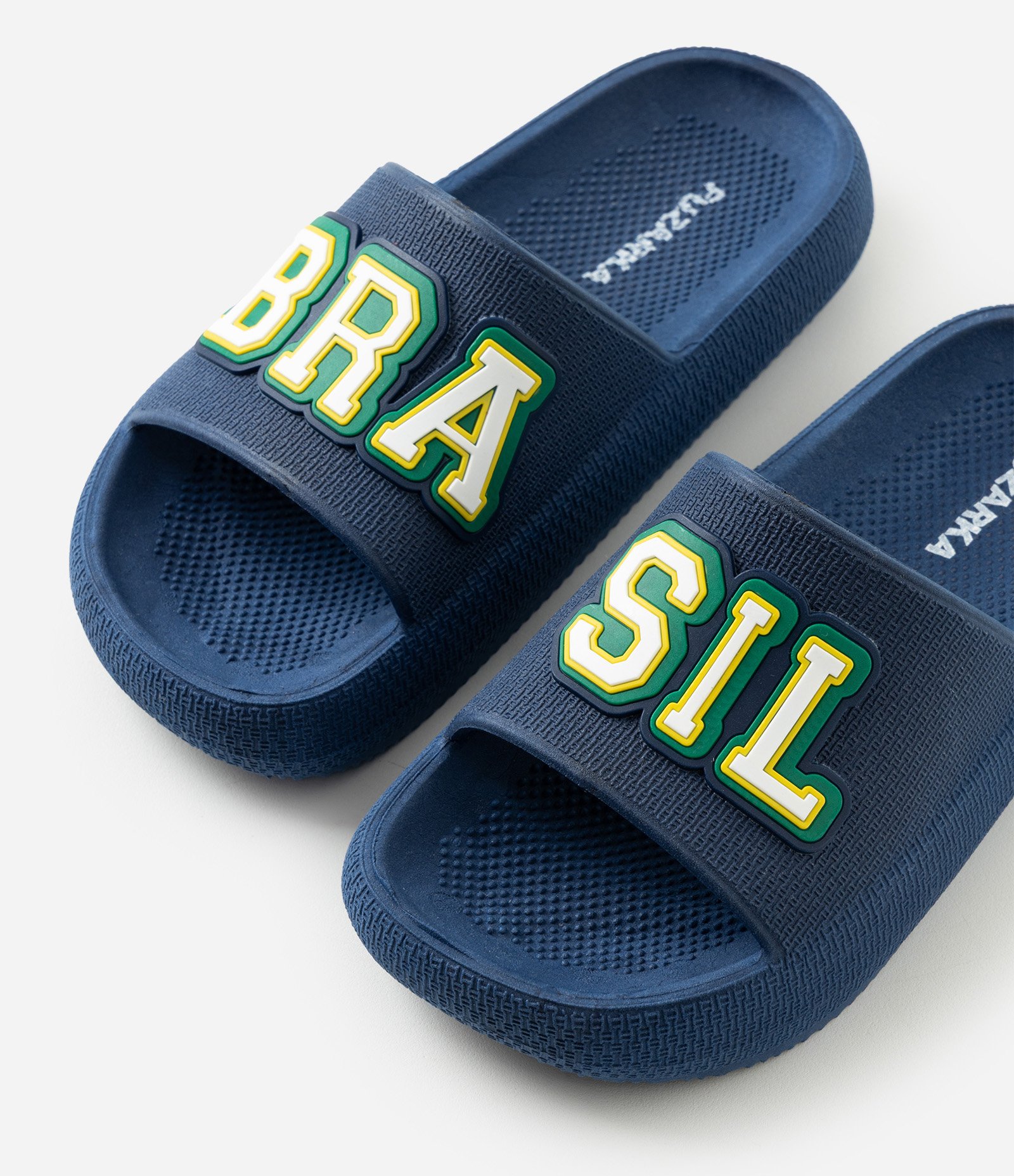 Chinelo Slide Infantil com Lettering Brasil - Tam 27 a 34 Azul 1