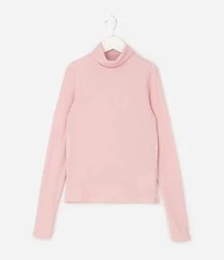 Blusa Infantil Canelada em Algodão com Gola Alta - Tam 5 a 16 anos