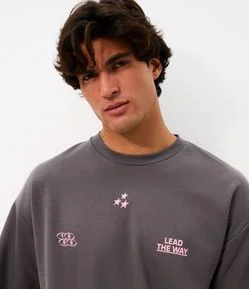 Camiseta Oversized com Lettering Lead The Way