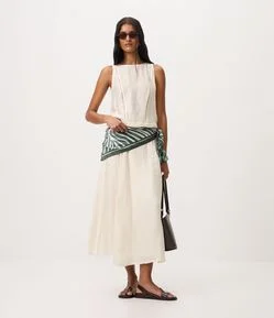 Saia Midi em Viscose com Entremeios