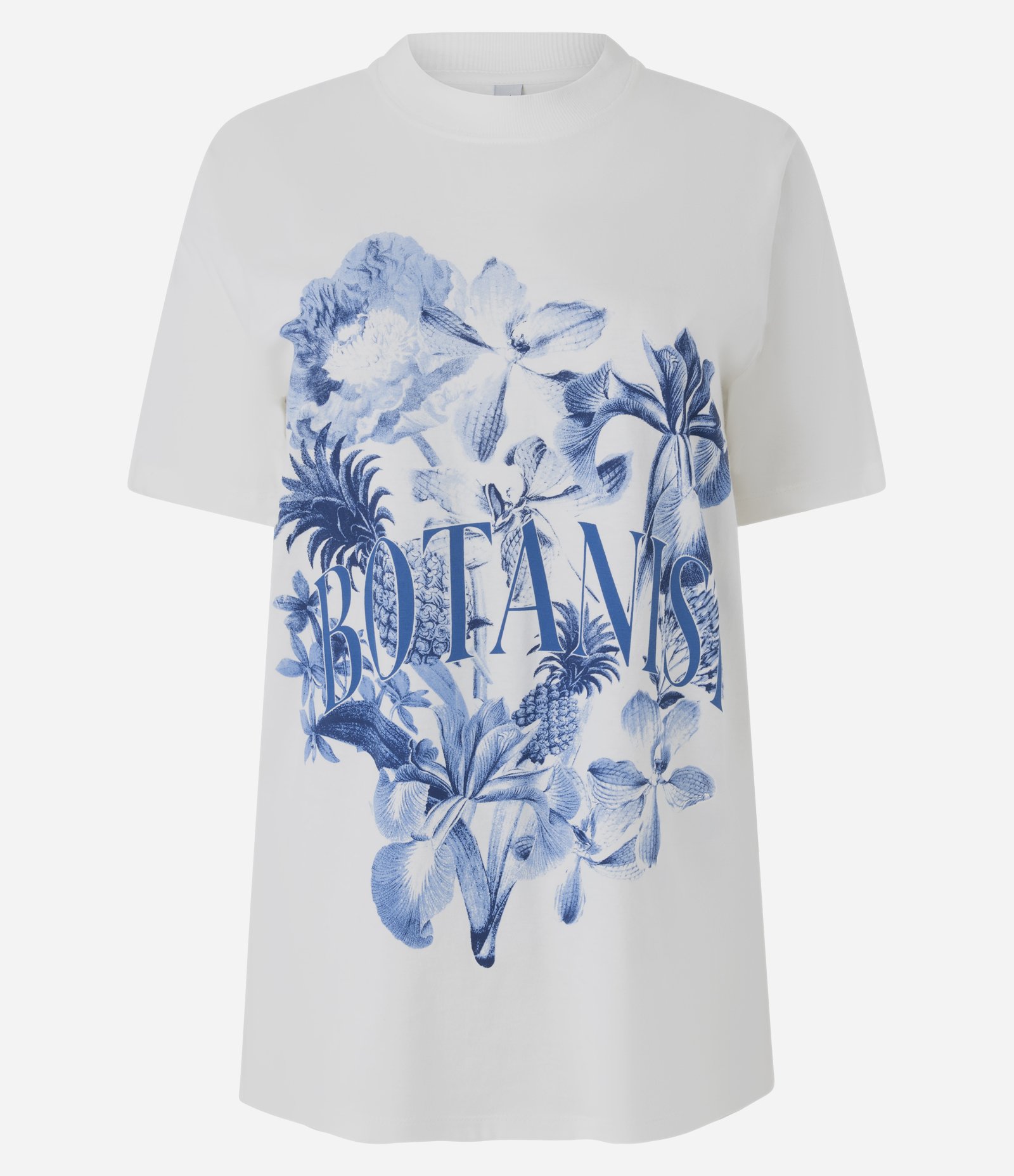 Camiseta Alongada em Algodão com Estampa Floral e Lettering Botanist Branco 5