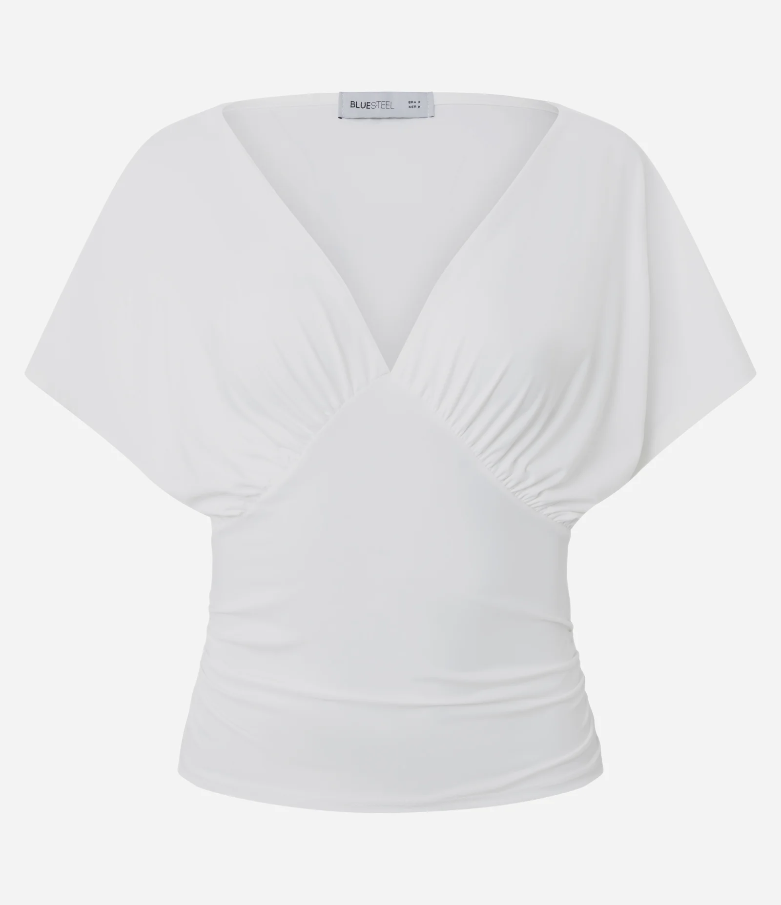 Blusa em Microfibra com Decote V e Manga Morcego Branco 5