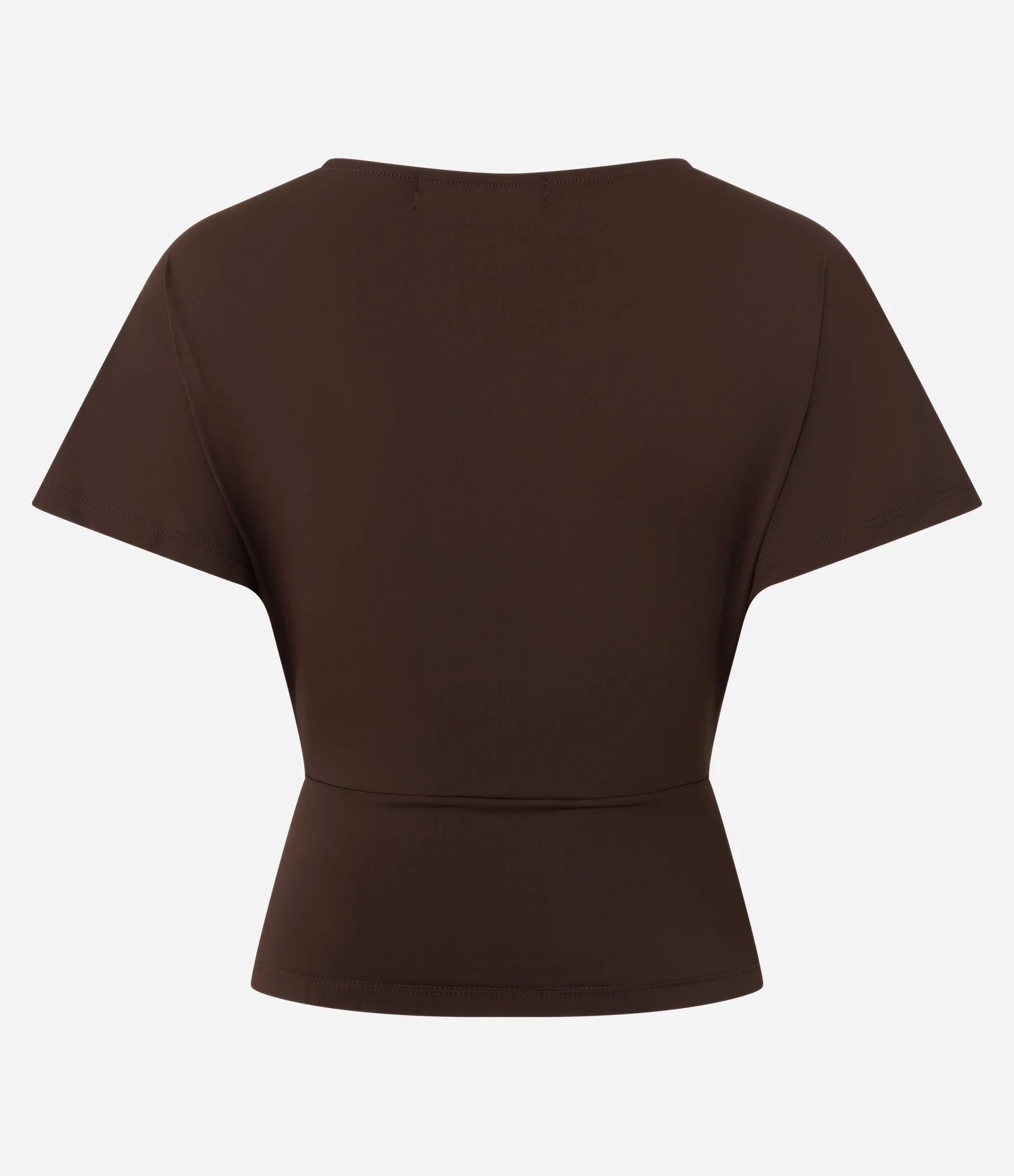 Blusa em Microfibra com Decote V e Manga Morcego Marrom 6