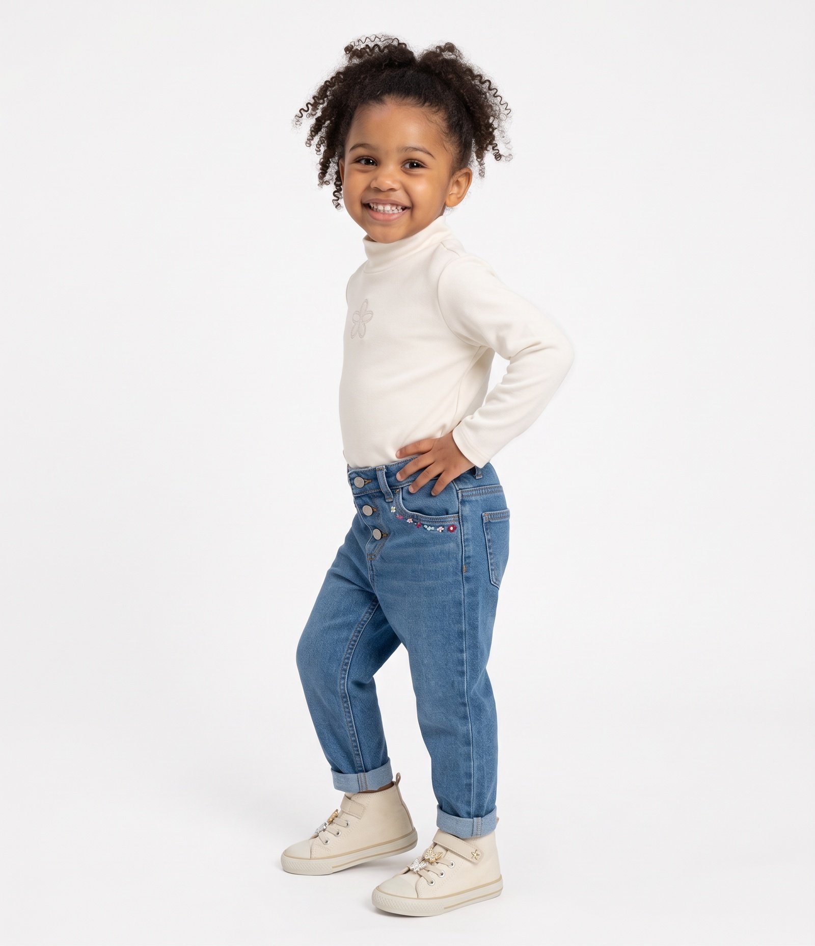 Blusa Infantil Térmica com Florzinha - Tam 1 A 6 Anos Branco 2