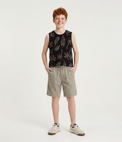 Camiseta Regata em Algodão com Estampa Tropical - Tam 5 a 16 Anos