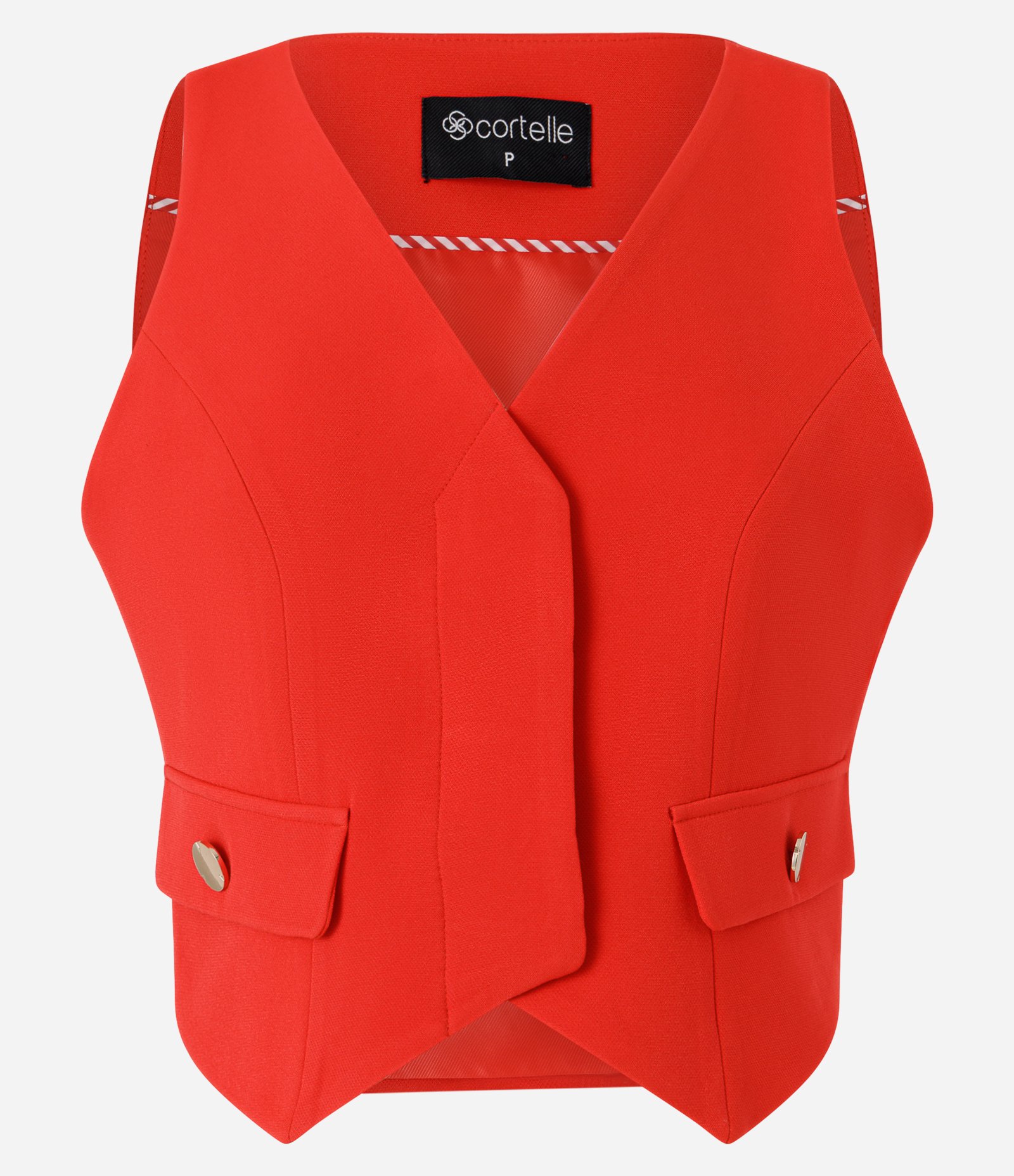 Colete Transpassado com Bolsos Decorativos Vermelho 1