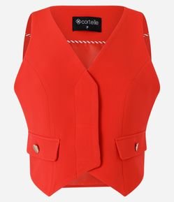 Colete Transpassado com Bolsos Decorativos