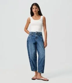 Calça Jeans Ballon com Lavagem Clara