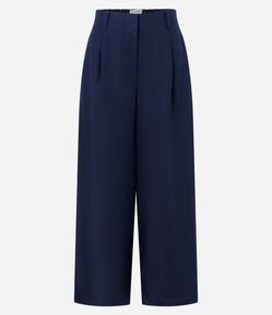 Calça Wide em Linho com Elástico no Cós
