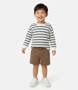 Bermuda Infantil em Cotton com Cordão e Bolsos - Tam 1 a 6 Anos