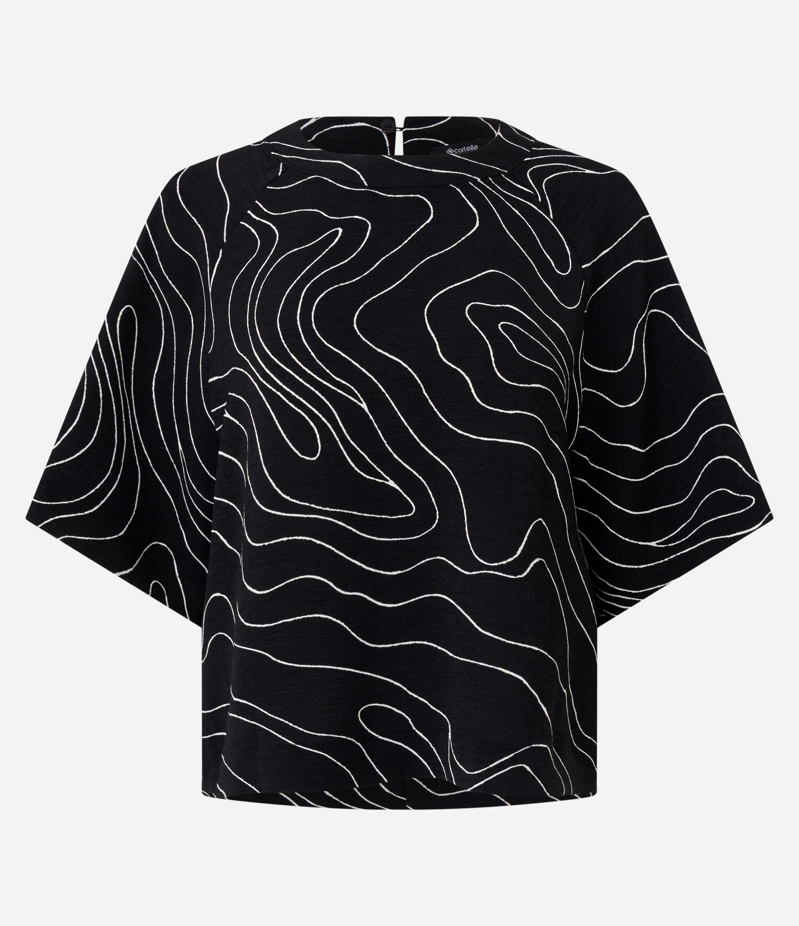 Blusa com Estampa Geométrica e Decote Redondo Preto 5