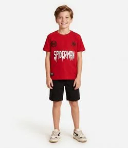 Camiseta Infantil Spider-Man com Lettering em Relevo – Tam 4 a 12 Anos