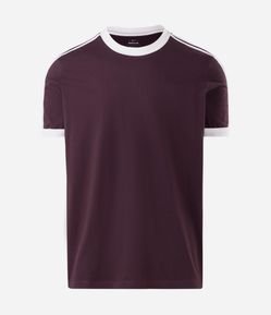 Camiseta Regular em Algodão com Listras nos Ombros