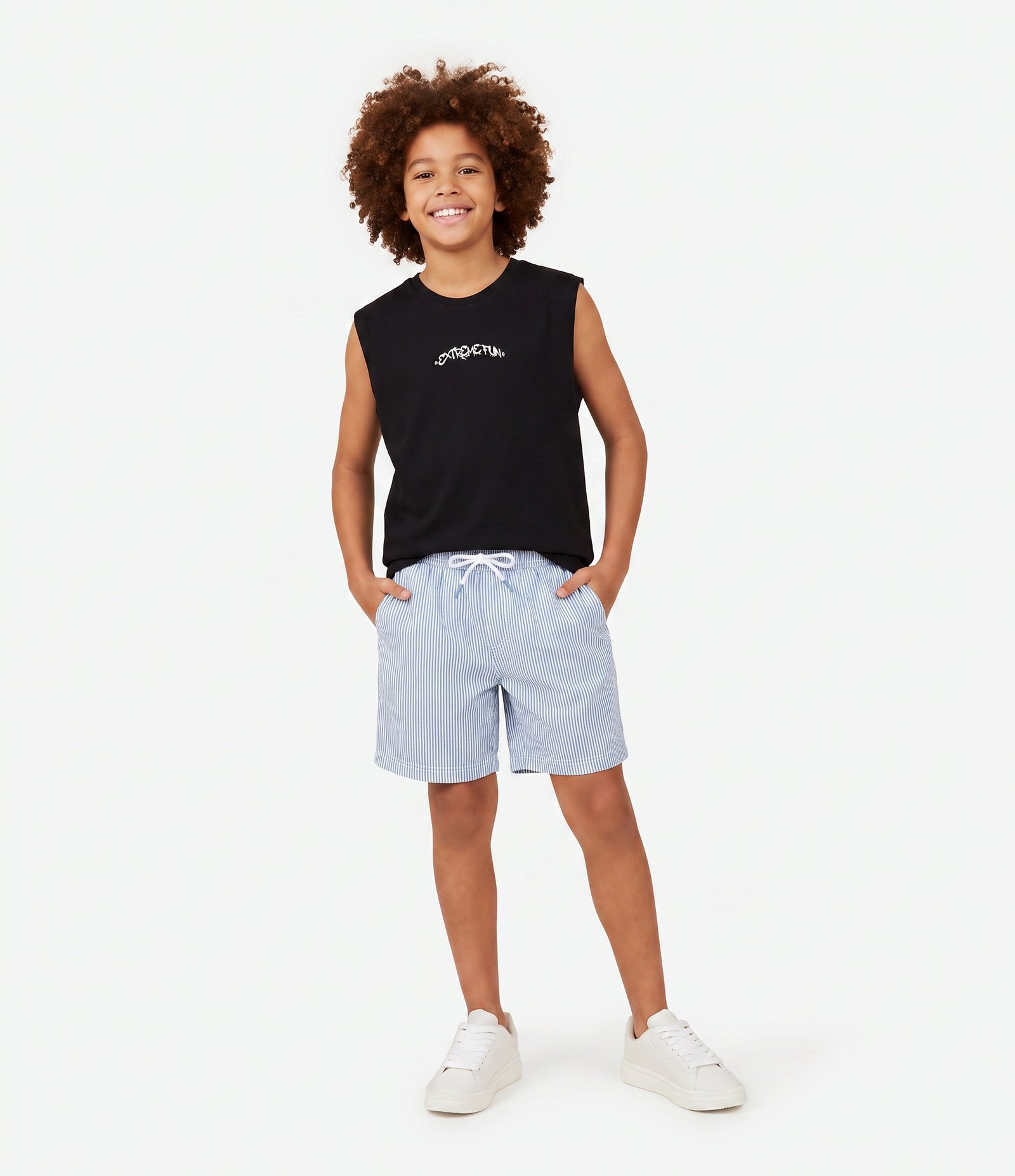 Regata Infantil em Algodão com Lettering Frontal - Tam 5 a 16 Anos Preto 1