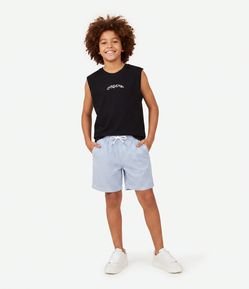 Regata Infantil em Algodão com Lettering Frontal - Tam 5 a 16 Anos