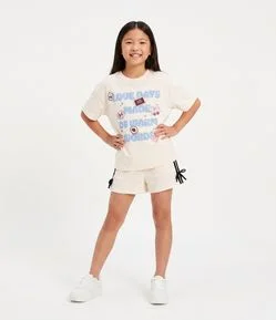 Short Infantil Moletom com Listra Lateral – Tam 5 a 14 Anos