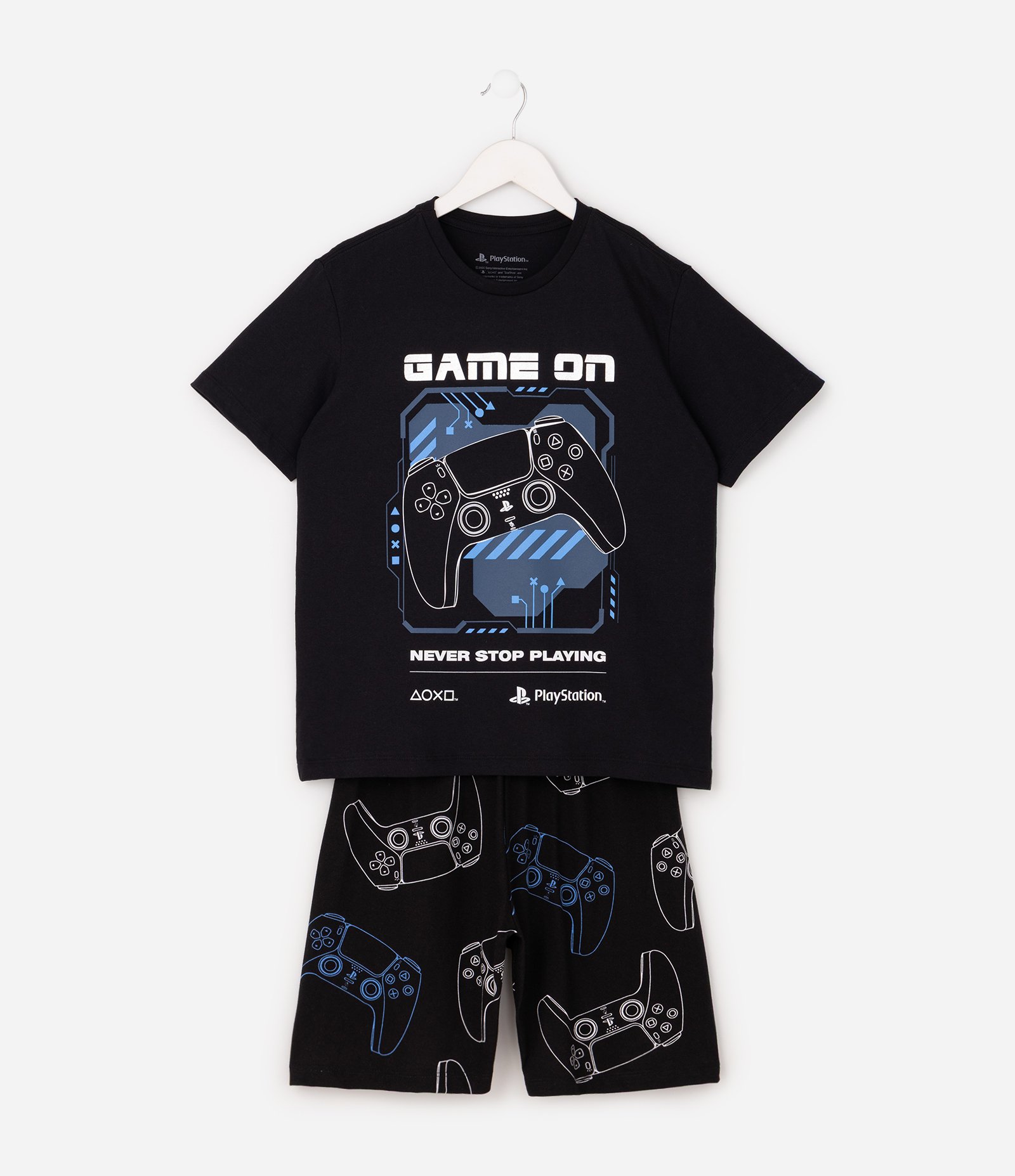 Conjunto de Pijama Infantil PlayStation com Blusa e Short - Tam 7 a 16 Anos Preto 2