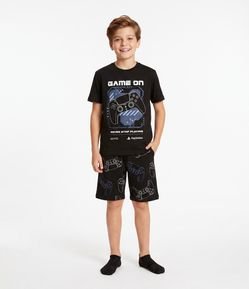 Conjunto de Pijama Infantil PlayStation com Blusa e Short - Tam 7 a 16 Anos