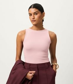 Blusa em Poliamida com Gola Redonda